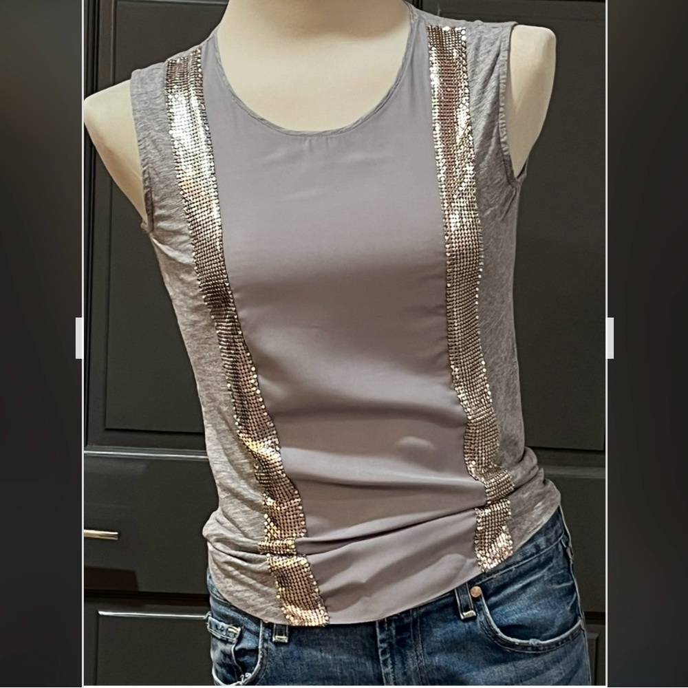 J. Crew GraySilver Embellished Tank Top